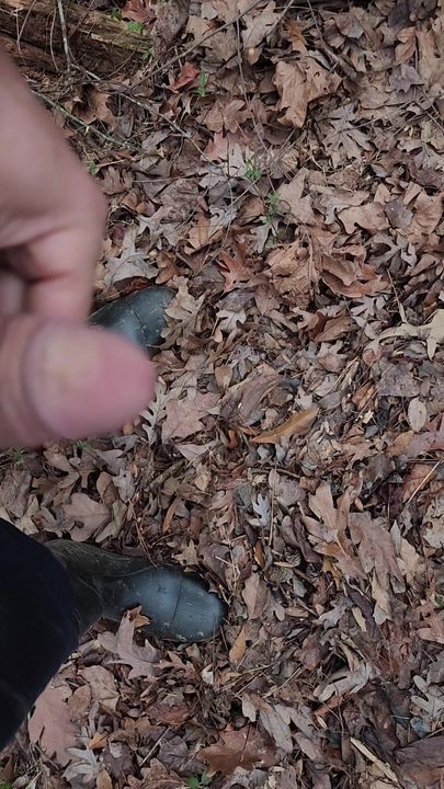 Taking a piss in the woods