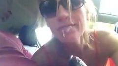 Cum mouth in car