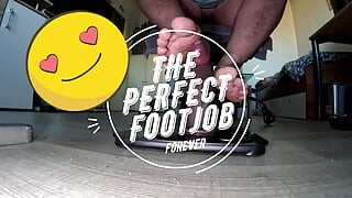 Footjob with brown dildo