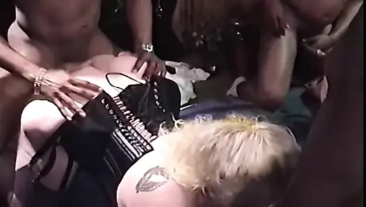 Blonde MILF Drilled Hard by Multiple BBC in Gangbang