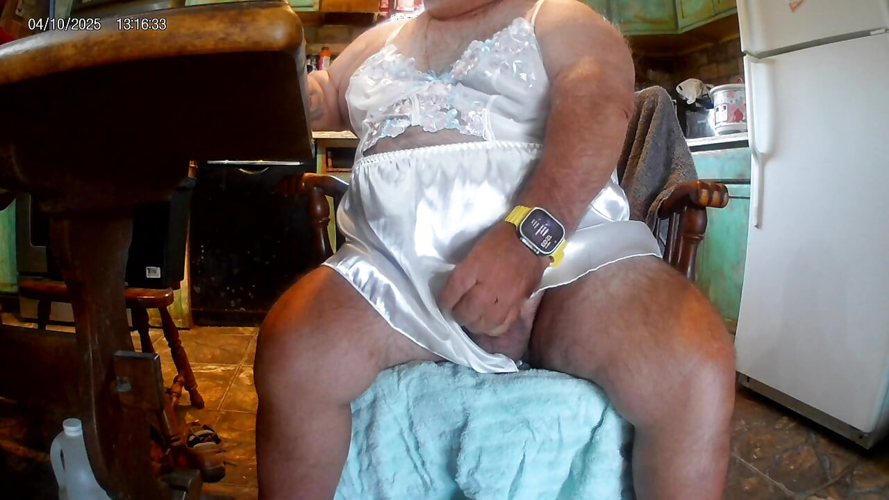 Mark Fletcher watching a JOI vid cumming wearing more lingerie