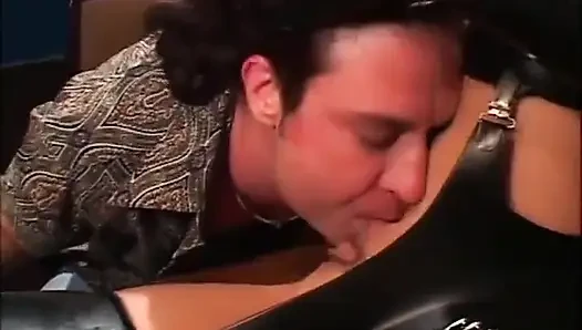 Cock in pussy cock in mouth sexy blonde in latex dress