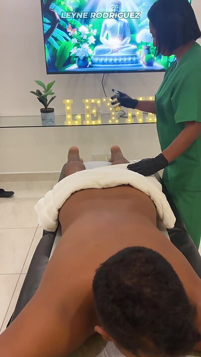 Leyne Rodriguez: Hot Latina in Massage Uniform Gives an Intense Oiled Session