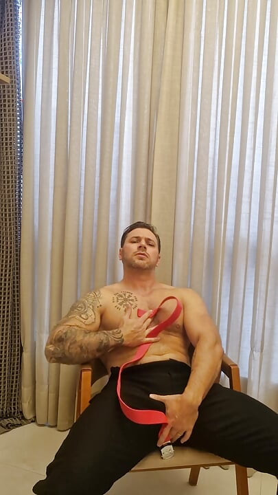 Sexy Firefighter Performs Full Striptease and Cum in His Underwear