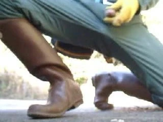 powerlineman jerk off with uniform and boots