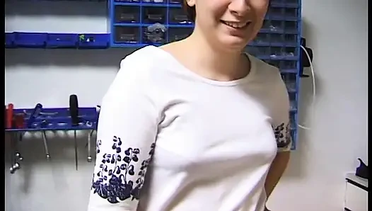 Amateur brunette slut banged in pov action