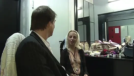Blonde Milf gets naked and masturbates horny pussy