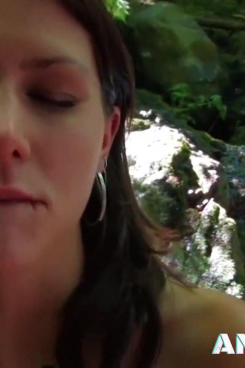Jungle threesome for brunette Mia Moore who gets double penetration sex