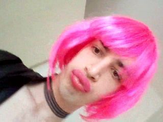 Pink hair sissy show