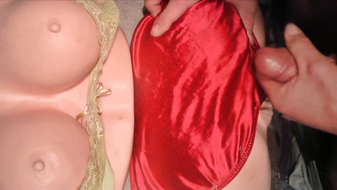 My first rubber ass in panties getting covered in cum