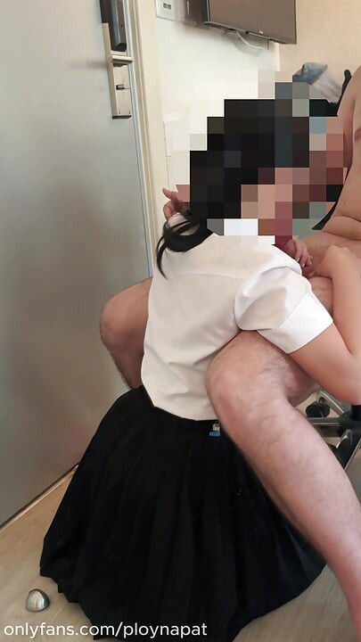 A cute Thai student in uniform get fucked by a big white dick after school
