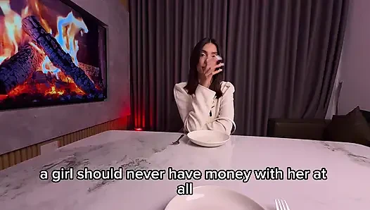 Das Sexy Mädchen War Auf Einem Date, Aber Sie Hatte Kein Geld