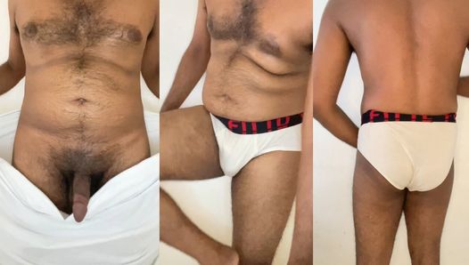 Kerala daddy white underwear and big cock and hanging Balls
