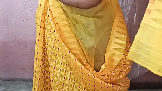 Yellow Saree Dropping Solo Sfw