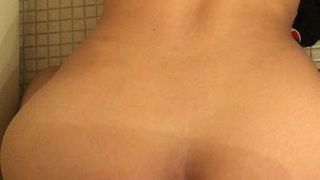 Fucking young whore from behind in the washroom part 2