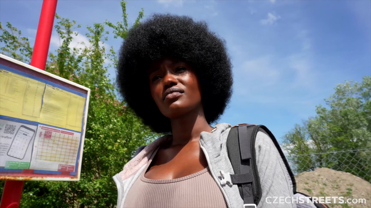 チェコの通り152:かわいい巨乳の黒人の女の子と急いで
