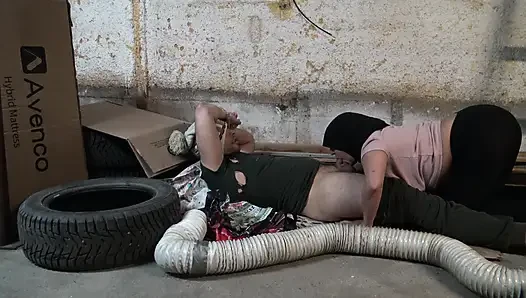 Nymphomaniac girl has sex with a broke ass bum on the street in New York City