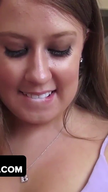 Thrilling moment from "DadCrush - Lusty Brunette Babe With Big Ass Turns Movie Night Into Hardcore Fucking Scene"