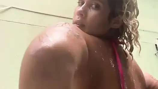 Naughty Neighbor Showing Off in the Backyard