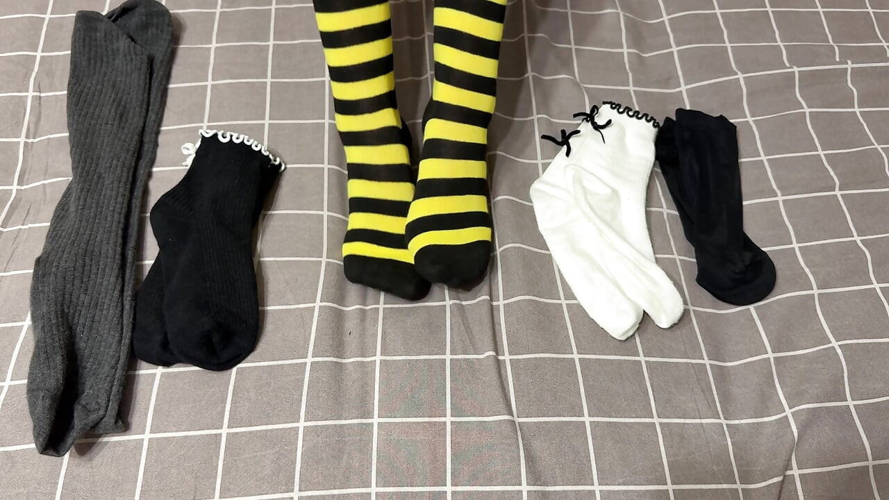 Trying on Collection of Socks, Choose Your Favorites
