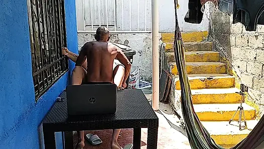 Outdoor sex with my horny, big-assed neighbor