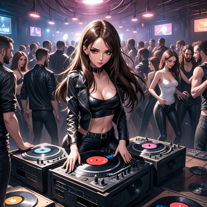 애니메이션 섹시한 DJ 신스웨이브 레트로 웨이브 일렉트로 AI