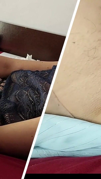 Key moment from "Horny mom undresses and masturbates with moans. Naughty sexy milf tries on naked clothes."