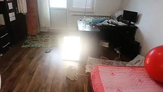 Amateur wife dancing naked at home. Amateur woman has fun trying on clot...