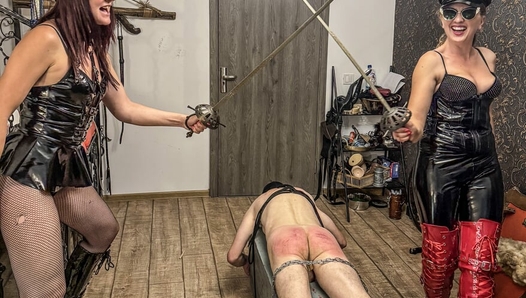 Brake the cane on his ass -  I will beat you with the blade of the sword - No mercy punishment