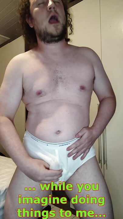 Verbal tease and cum in white Jockey Y-front full rise briefs