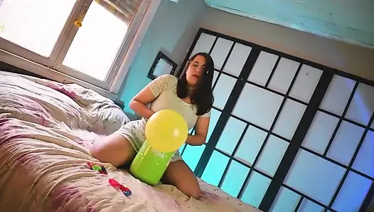 First Time Playing with Helium Balloons - Bunny Looner