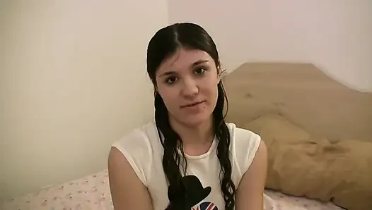 Young slut gives her first blowjobs in front of the camera