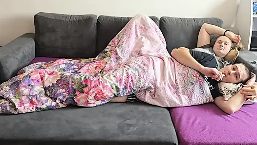 Horny Husband Fucks his Chubby Wife – watching TV turns into Hot Couple Sex