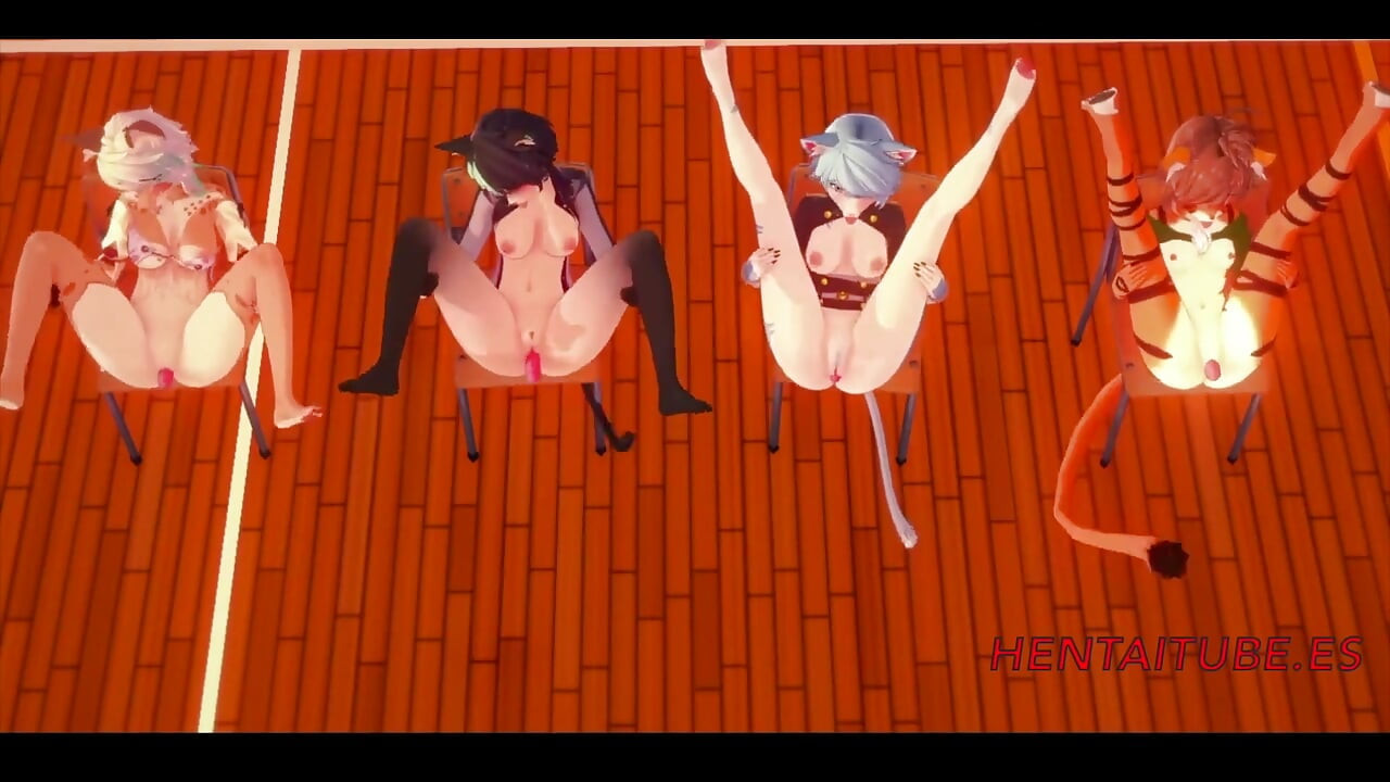 Furry Hentai 3D- Orgy Furry. 4 Furry Girls with Dildos Squirting