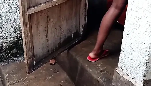 Curved shaped gf blooming outside,naked feeling herself