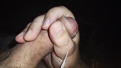 Slow motion cumshot from an chubby middle aged bloke with a small dick