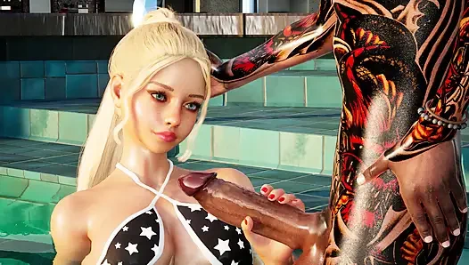МОЛОДУЮ ГОРЯЧУЮ ДЕВУШКУ ТРАХНУЛ ЕЕ БОЙФРЕНД У БАССЕЙНА, 3D ХЕНТАЙ АНИМАЦИЯ