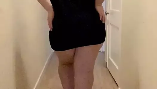 Sexy , curvy BBW hot wife in a lil black dress