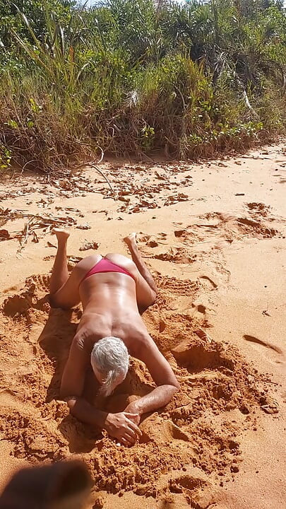 Ladysilva on the beach very sexy in red panties