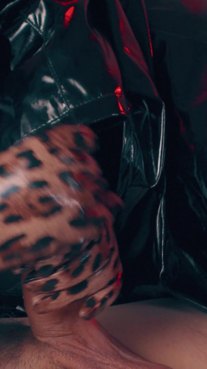 Dominant Handjob Edging Ruined, in Long Leather Gloves - MILF in PVC Raincoat & Leopard Thigh High Boots Controls, CFNM | Clip 2