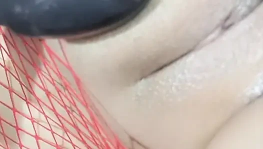 These huge natural tits in oil were fucked and finished