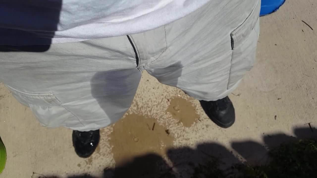 Pissing my shorts outdoors