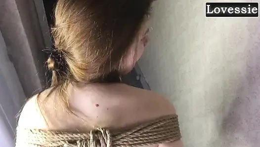 Bound, Hot, Long-Haired Russian MILF - a deep, sloppy blowjob and a hard doggy-style fuck - Lovessie
