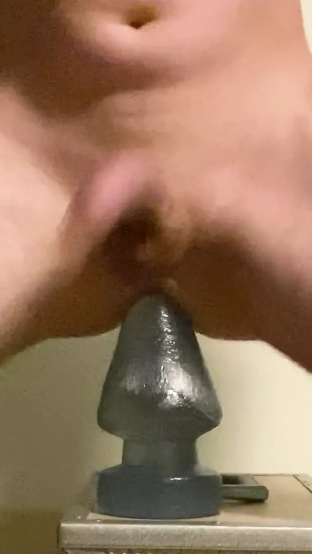 Fucking my hole with an enormous buttplug