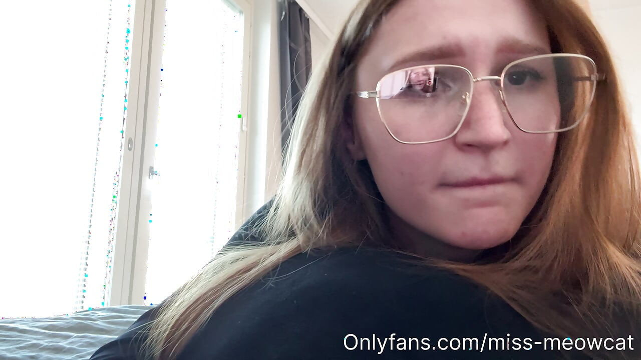 Innocent College Girl in Glasses Moans from First Blowjob While I Finish on Her Face