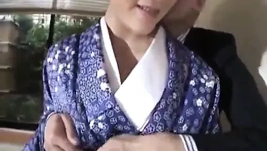 NAughty Asian babe Suzuki Chao loses kimono before sucking c