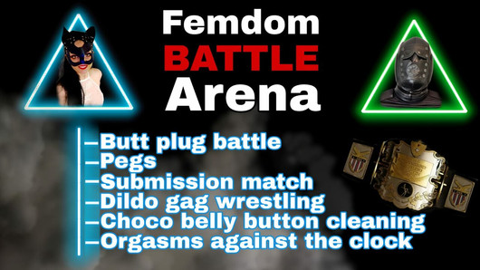 Femdom battle arena juego de lucha flr dolor castigo cbt buttplug pateando competencia humillación dominatrix