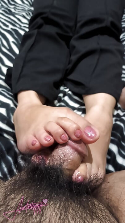 Pinay Toejob Teases Out His MASSIVE Cum