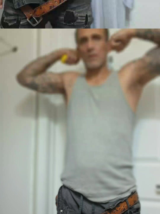 Striping down getting ready for shower