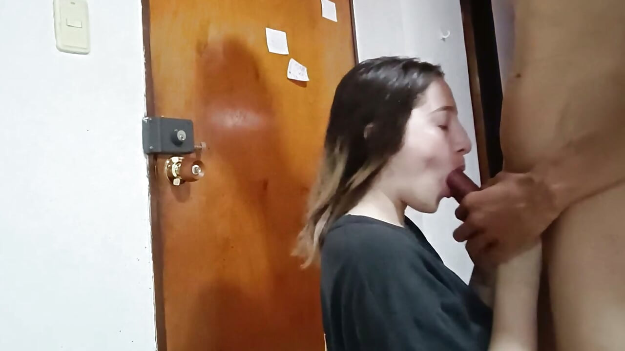 My stepsister welcomes me with a blowjob